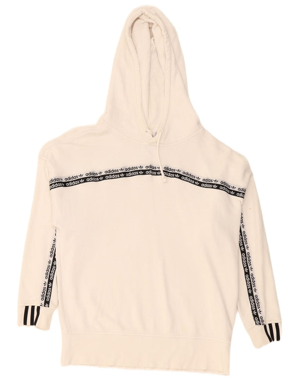 Женский джемпер с капюшоном Adidas с графическим рисунком UK 12, средний белый, цветной блок