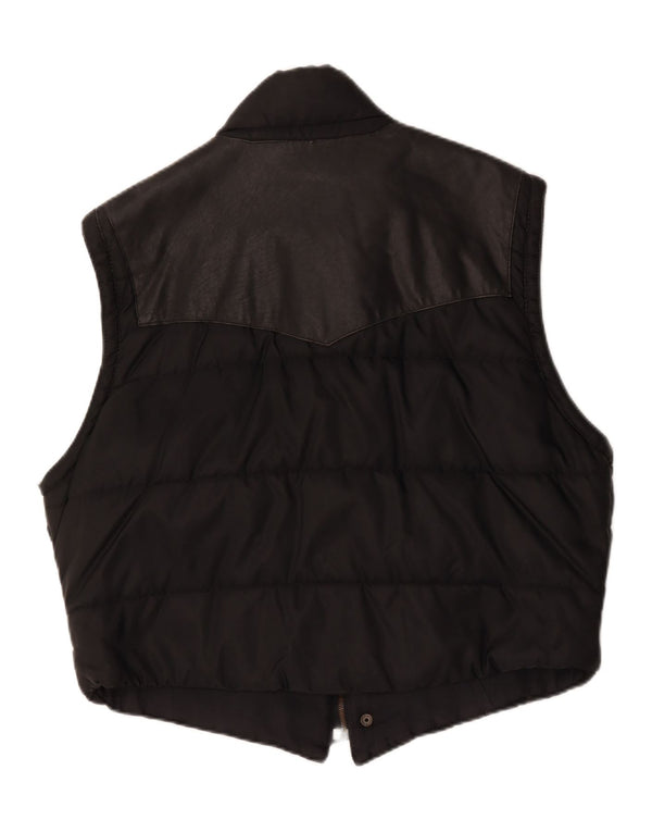 Винтажный мужской кожаный жилет UK 42 XL, черный кожаный