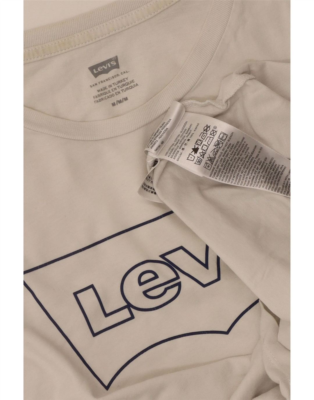 Мужская футболка с рисунком Levi's, топ среднего размера, белый хлопок, хлопок