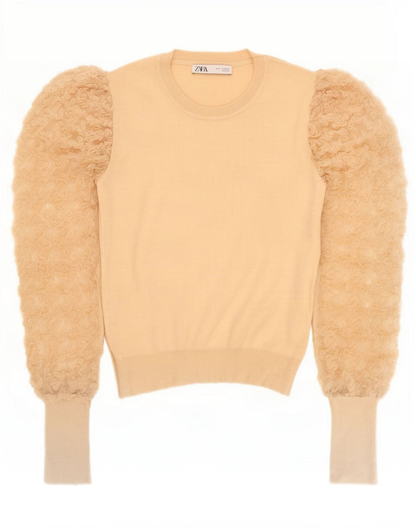 Женская блузка Zara Top UK 12, средний бежевый
