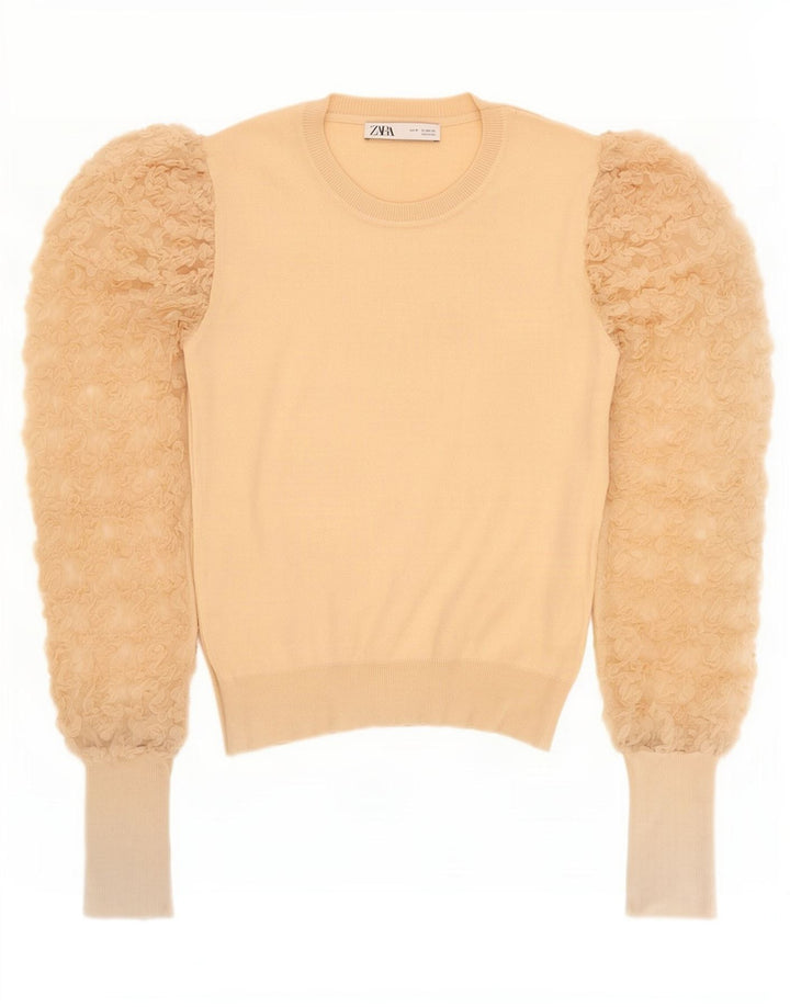 Женская блузка Zara Top UK 12, средний бежевый
