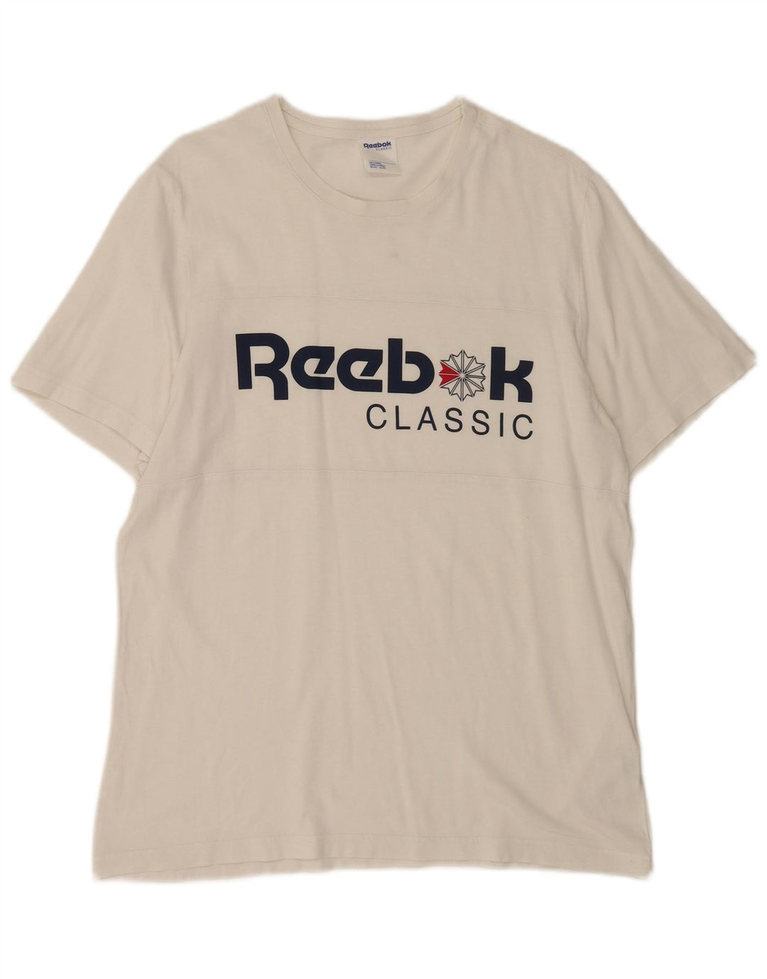 Мужская классическая футболка с рисунком Reebok, большой белый хлопковый топ