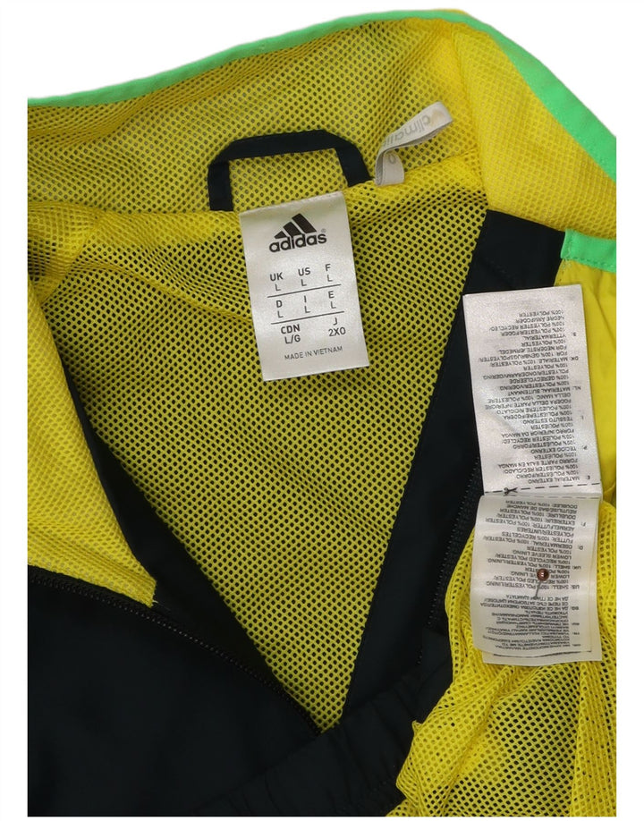 Мужская спортивная куртка ADIDAS Climalite, большая темно-синяя с цветными блоками