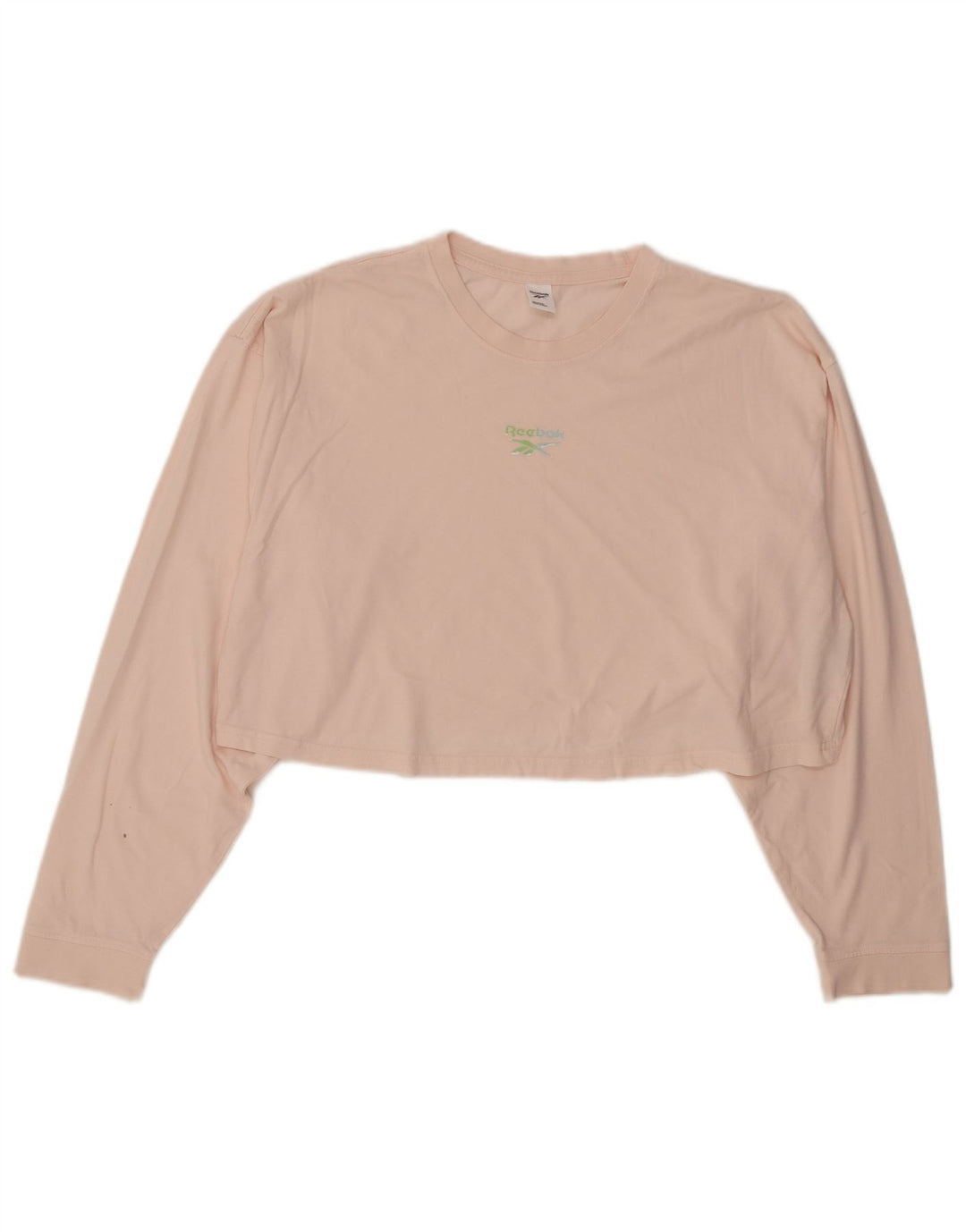 REEBOK Womens Crop Oversized Top Long Sleeve UK 12/14 Medium Pink Cotton