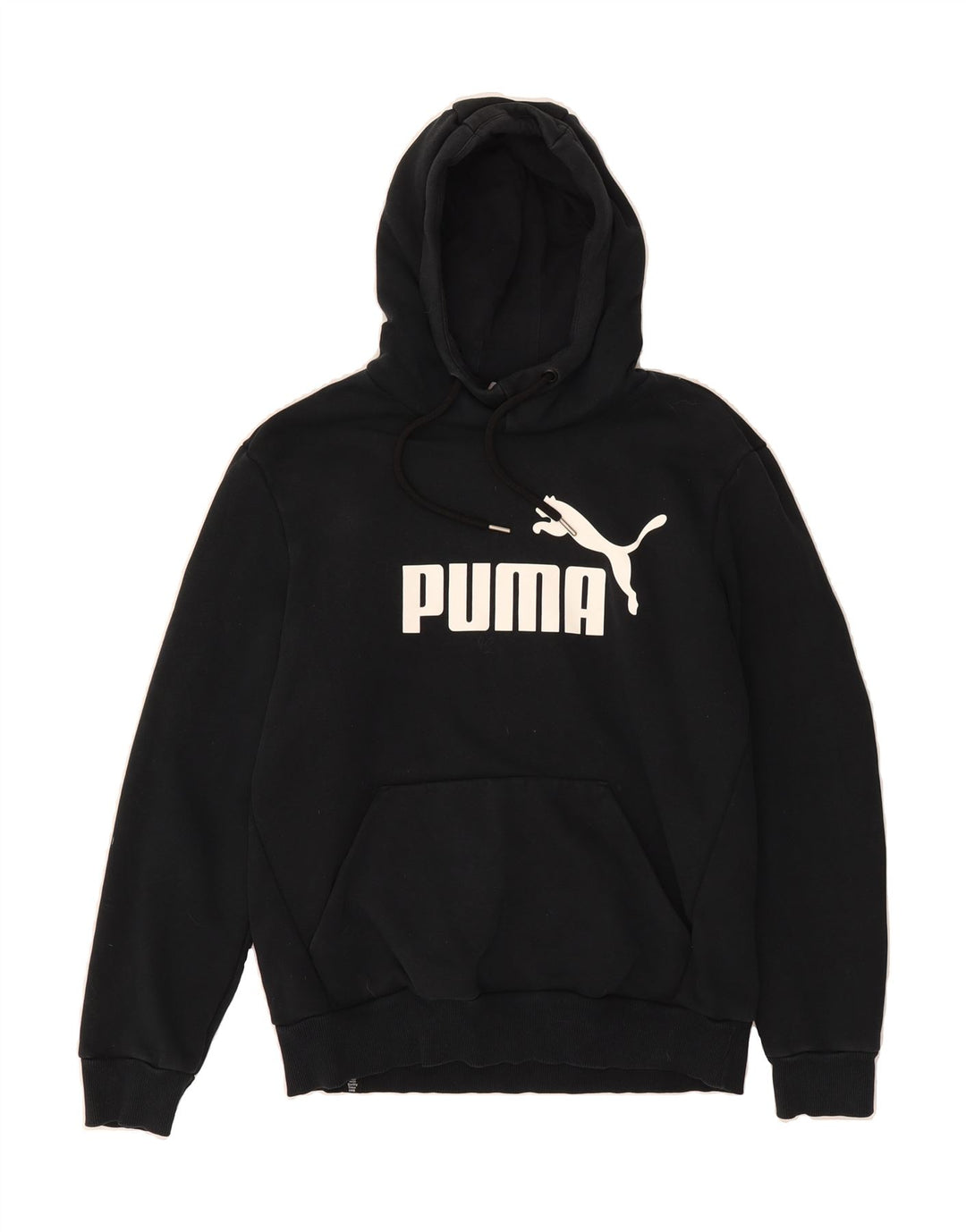 PUMA Mens Graphic Hoodie Jumper Small Black Cotton Vintage Puma and Second-Hand Puma from Messina Hembry 