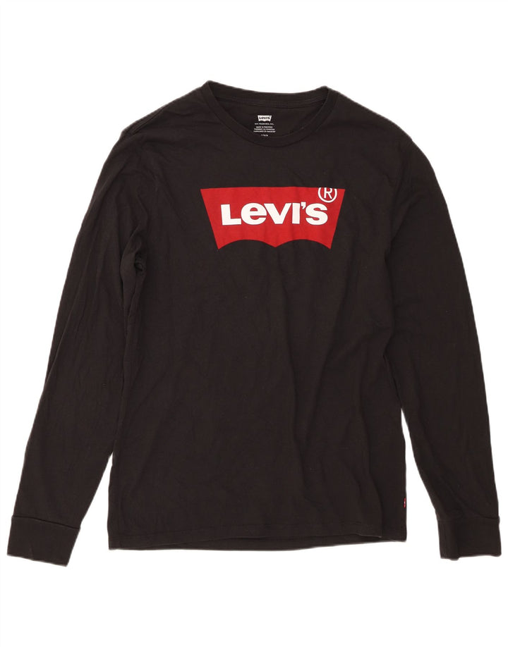 Мужской топ Levi's с рисунком, длинный рукав, средний черный, хлопок