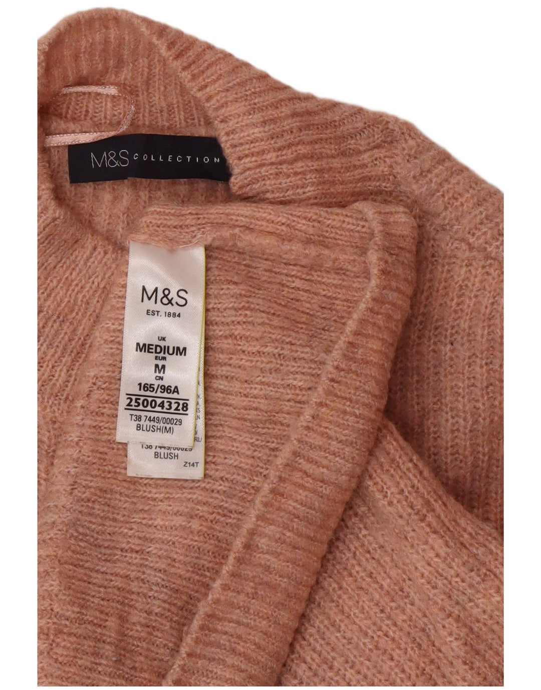 Женский укороченный джемпер с высоким воротником Marks & Spencer UK 12, средний розовый