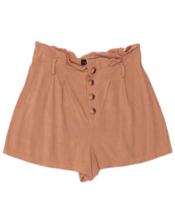 Topshop Женские повседневные шорты с высокой талией UK 12 Medium W32 Розовая вискоза