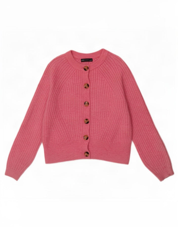 Женский кардиган Marks & Spencer UK 14, средний розовый акрил