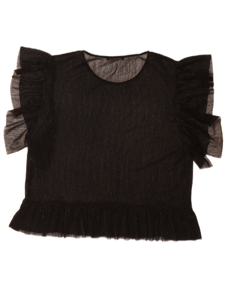 Женская блузка Zara Top UK 16, большая черная в крапинку