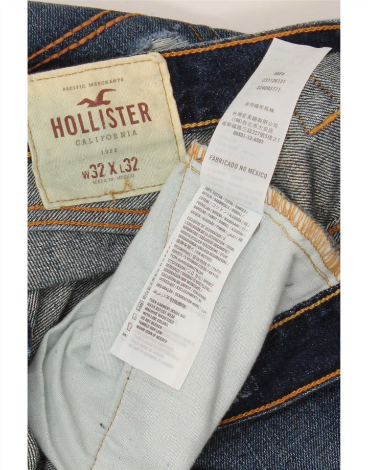 Мужские потертые джинсы Hollister Bootcut W32 L32, синий хлопок