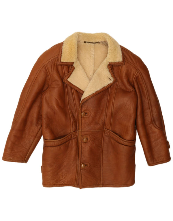 Vintage Mens Shearling Jacket UK 42 XL Brown