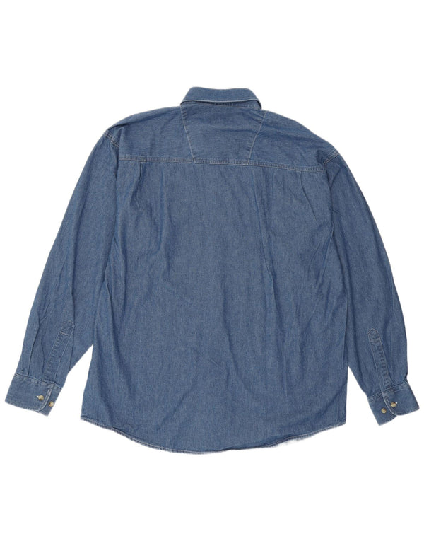 Мужская джинсовая рубашка VINTAGE, размер 43/44 XL, синяя, хлопок