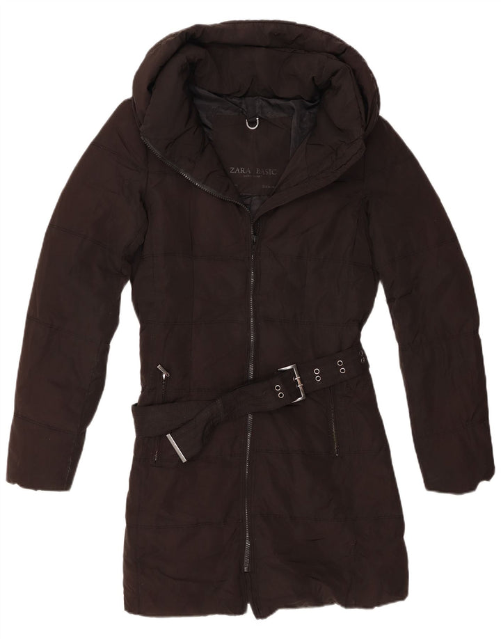Женское стеганое пальто Zara UK 12, средний черный полиэстер