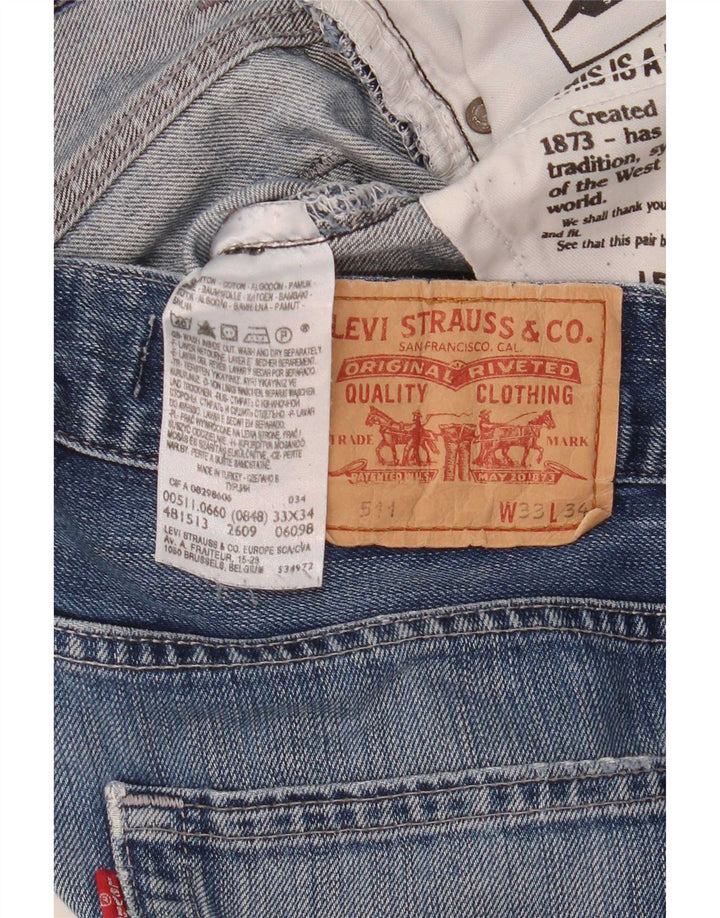 Мужские узкие джинсы Levi's 511 W33 L34 синие, хлопок