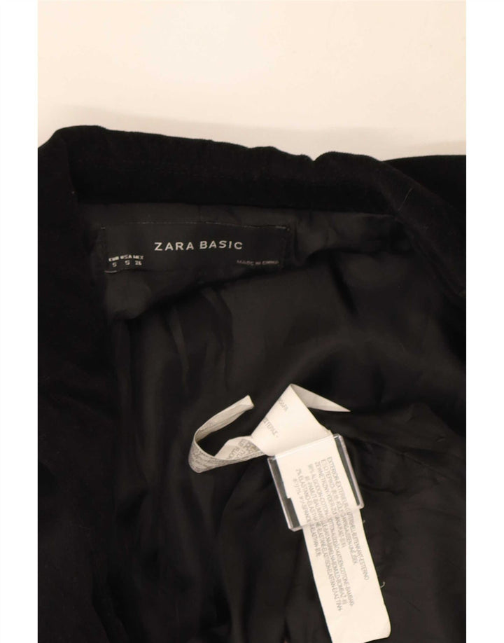 Женский бархатный пиджак Zara на 1 пуговице, Великобритания, 10 маленьких размеров, черный хлопок