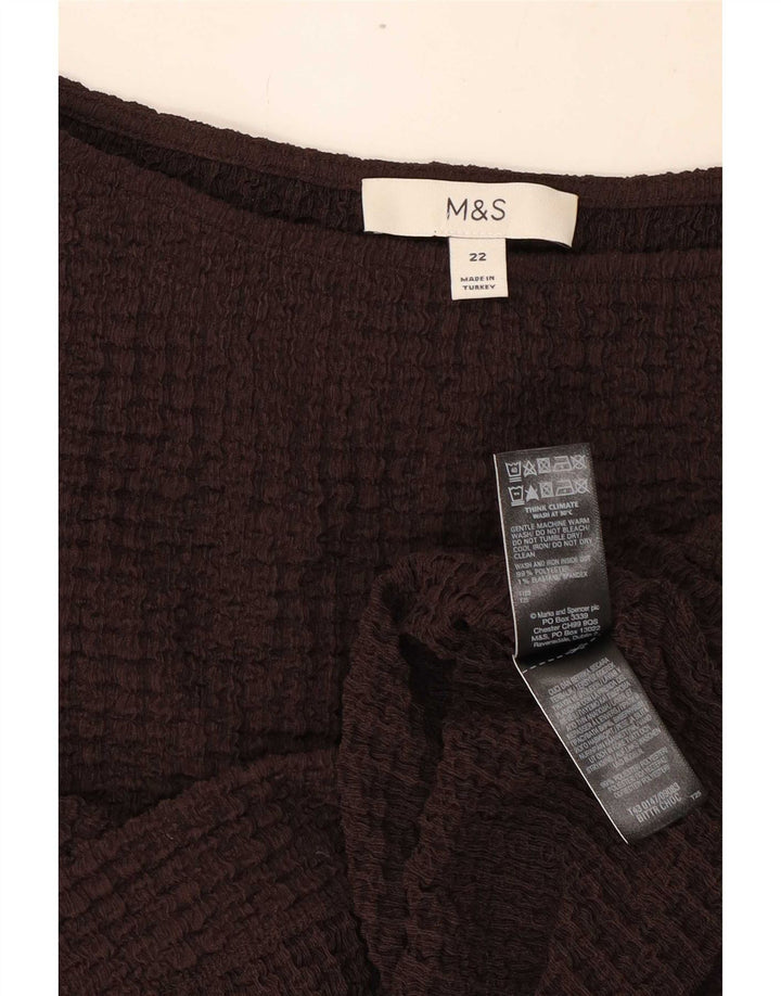 Женская блузка Marks & Spencer UK 22 3XL Коричневый полиэстер