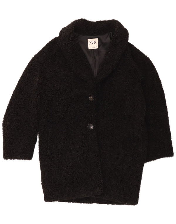 Женское пальто оверсайз из искусственного меха Zara UK 6 XS, черный полиэстер