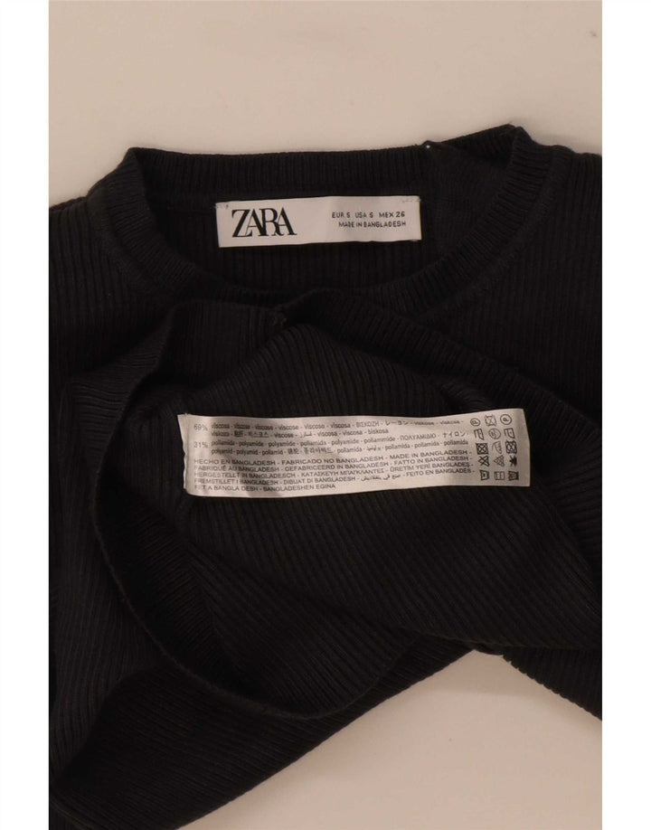 Женский топ Zara с длинным рукавом UK 8, маленький, черный, вискоза