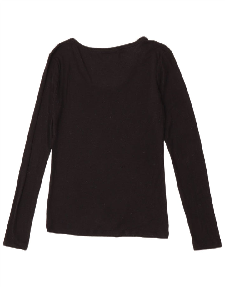 Женский топ с длинным рукавом Zara UK 12, средний черный