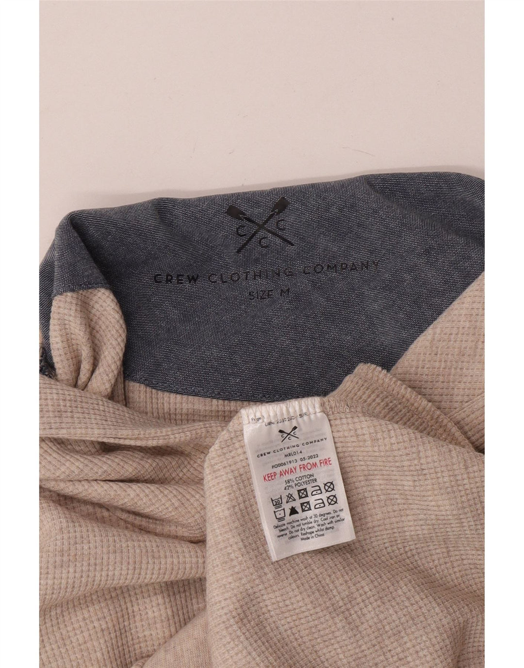 Crew Clothing Мужской джемпер с капюшоном среднего бежевого цвета, хлопок