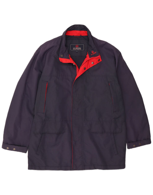 Ivy Oxford Mens Rain Jacket IT 54 2XL Navy Blue Polyester