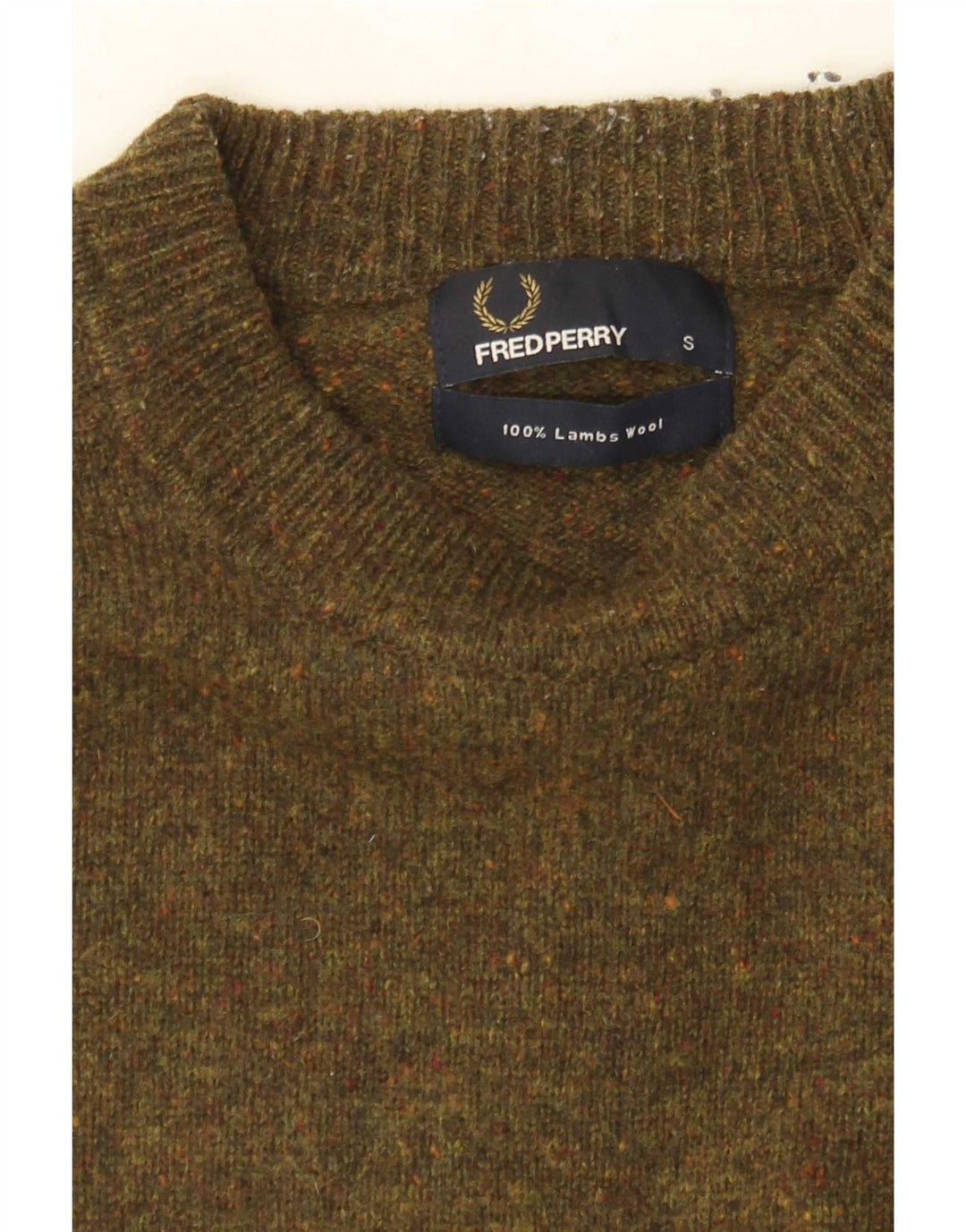 Мужской джемпер с круглым вырезом Fred Perry, маленький хаки, крапинка из овечьей шерсти