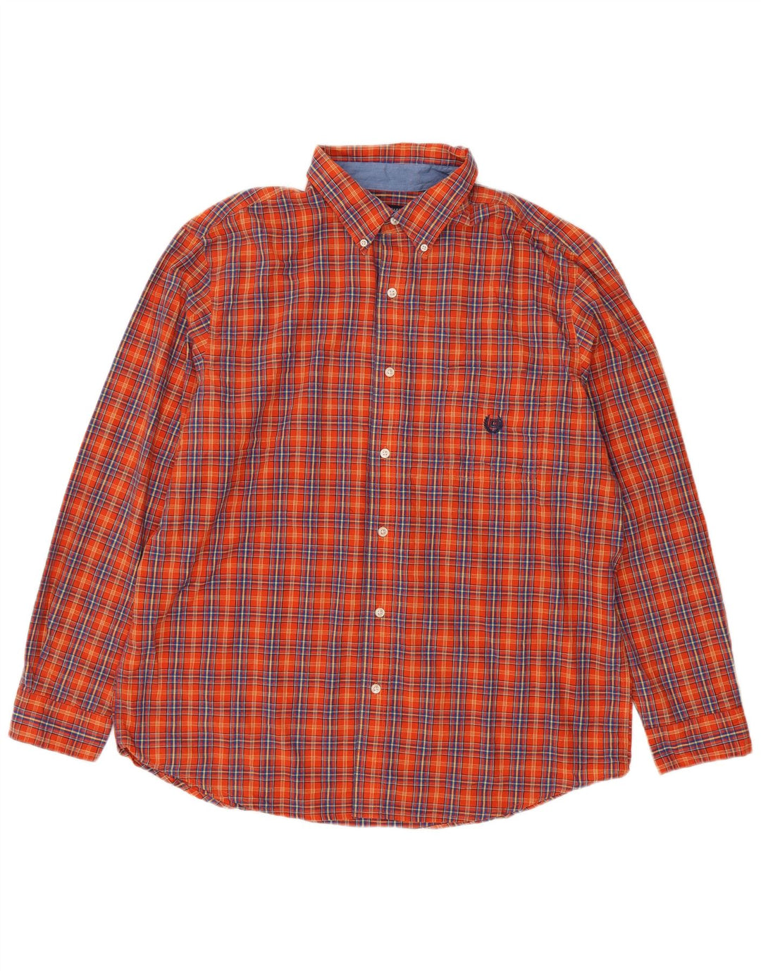Мужская рубашка Chaps XL из хлопка в оранжевую клетку