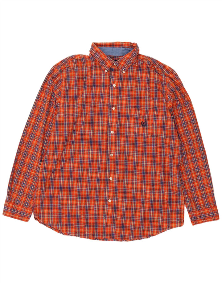 Мужская рубашка Chaps XL из хлопка в оранжевую клетку