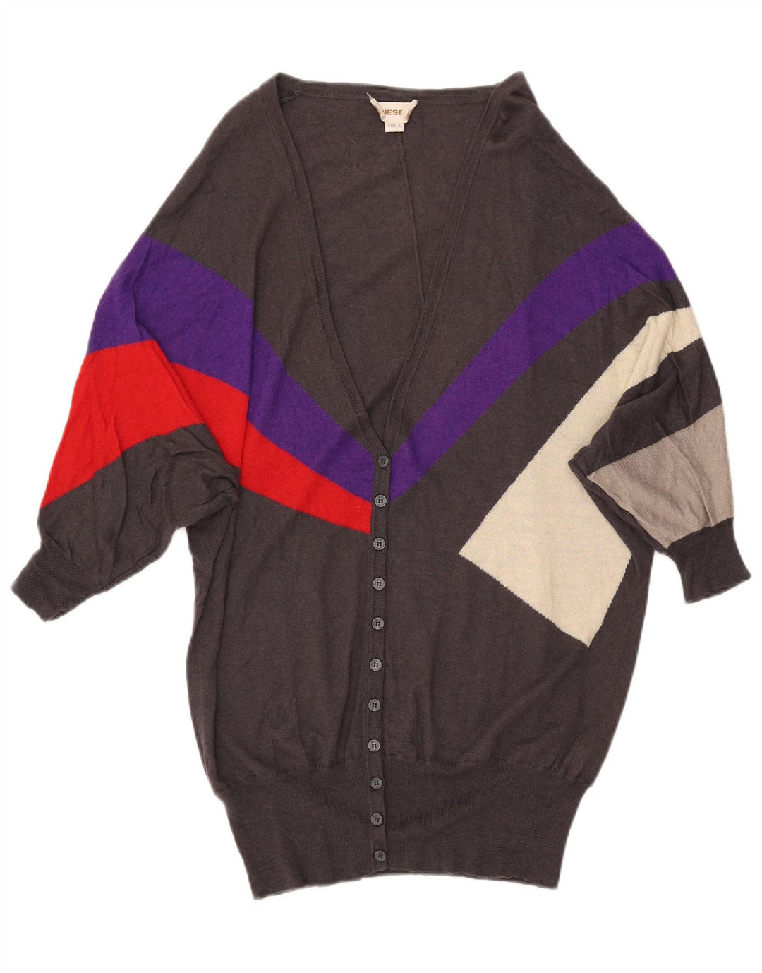 Женский удлиненный кардиган DIESEL UK 10, маленький серый цвет с цветными блоками