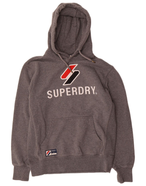 Мужской джемпер с капюшоном Superdry, большой серый хлопок с крапинками