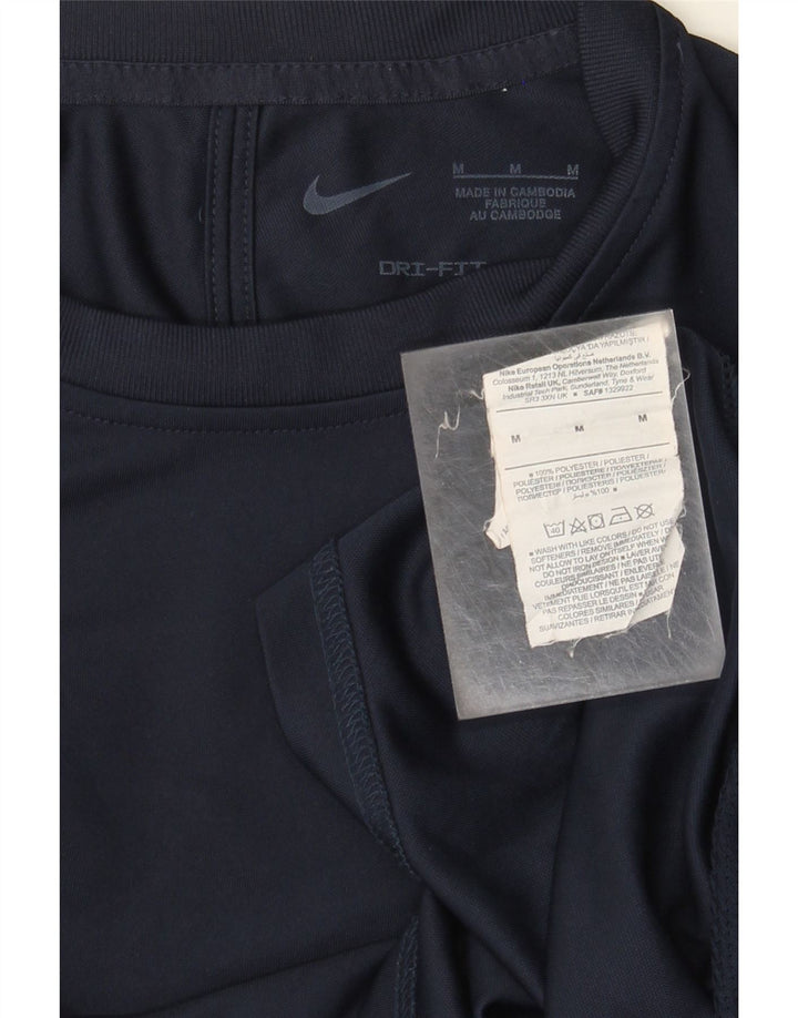 Мужская футболка Nike Dri Fit Верх среднего размера, темно-синий, полиэстер с цветными блоками