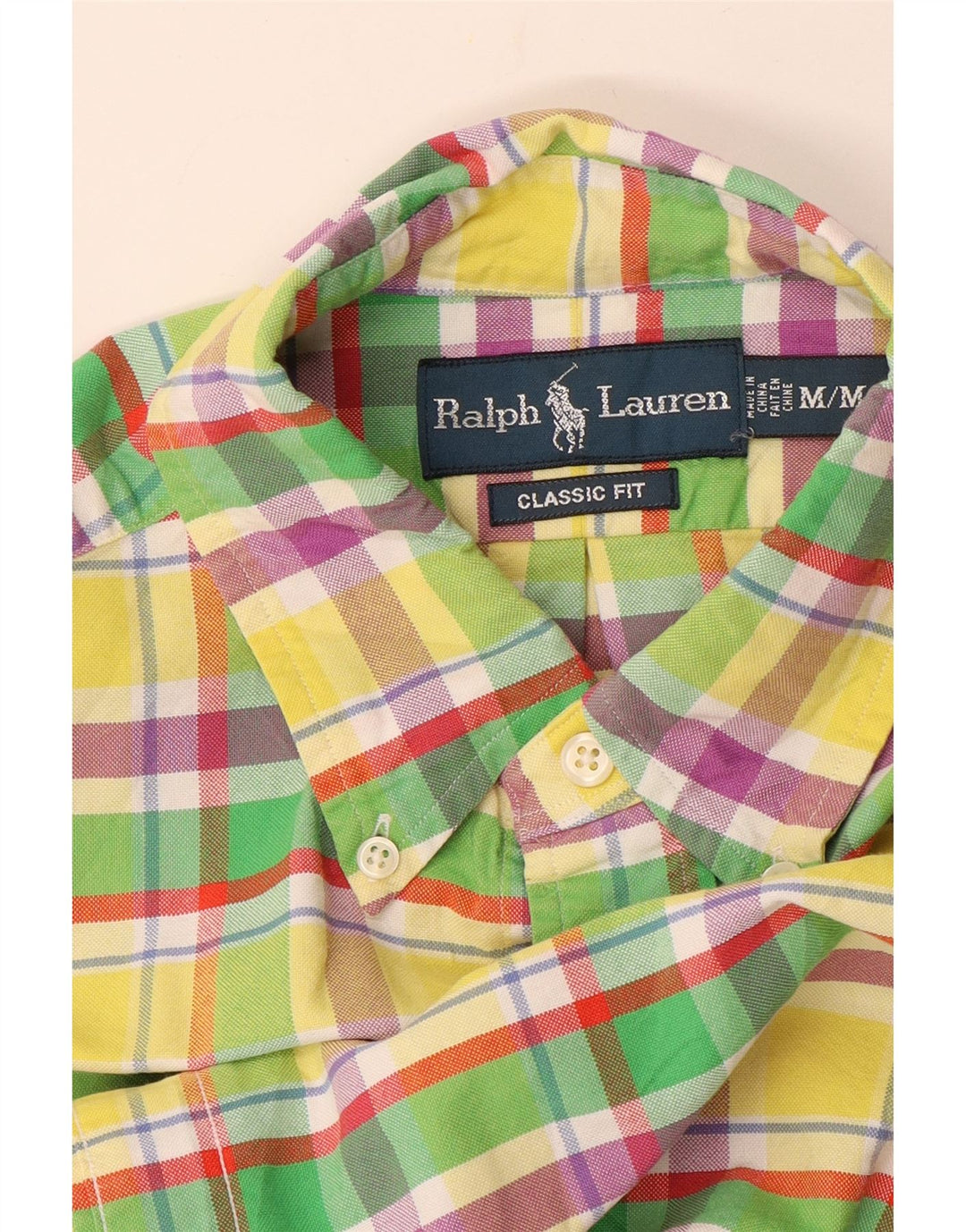Мужская рубашка классического кроя с коротким рукавом RALPH LAUREN, средний желтый в клетку