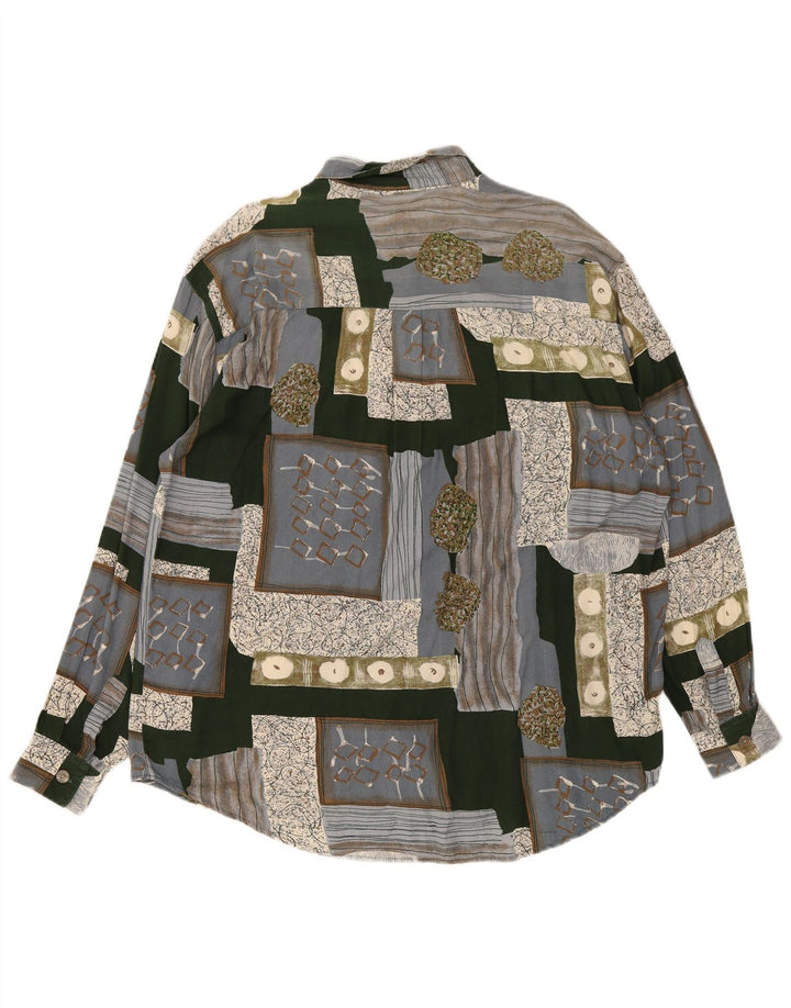 Мужская рубашка Happy Life, размер 43/44 XL, серая, в стиле пэчворк, вискоза