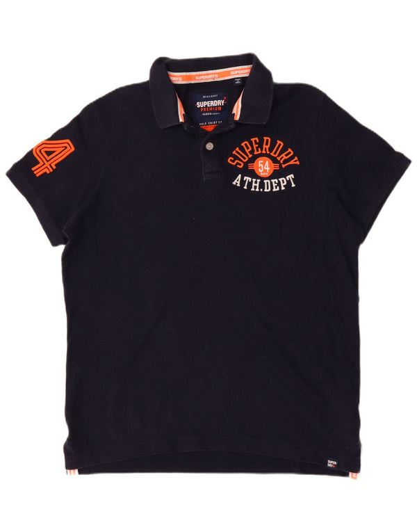 Мужская рубашка-поло с рисунком Superdry 2XL, темно-синяя, хлопок