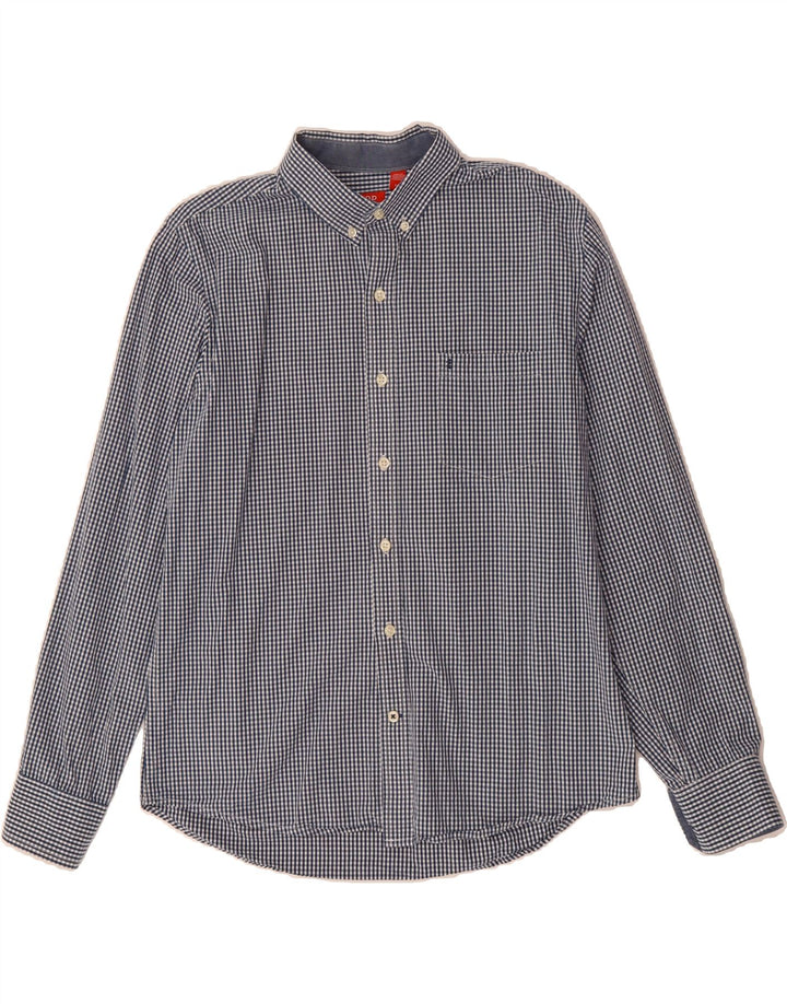 IZOD Mens Slim Fit Shirt Large Blue Gingham Cotton Vintage Izod and Second-Hand Izod from Messina Hembry 