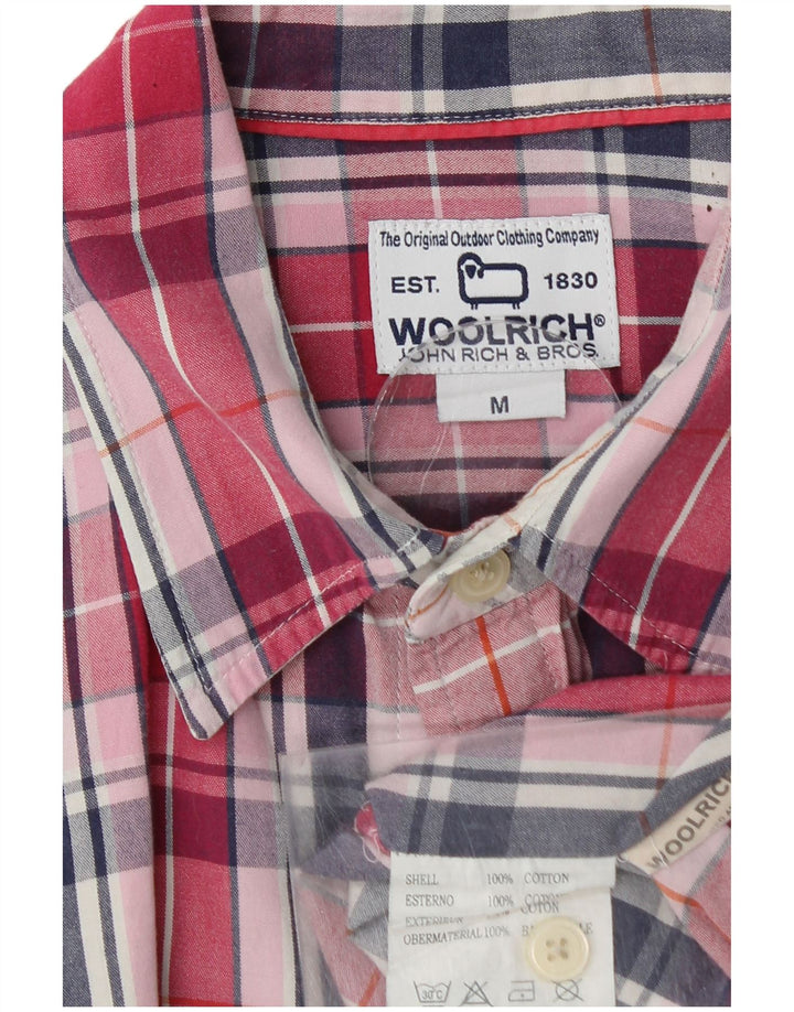 WOOLRICH Мужская рубашка с коротким рукавом, хлопковая красная клетка среднего размера