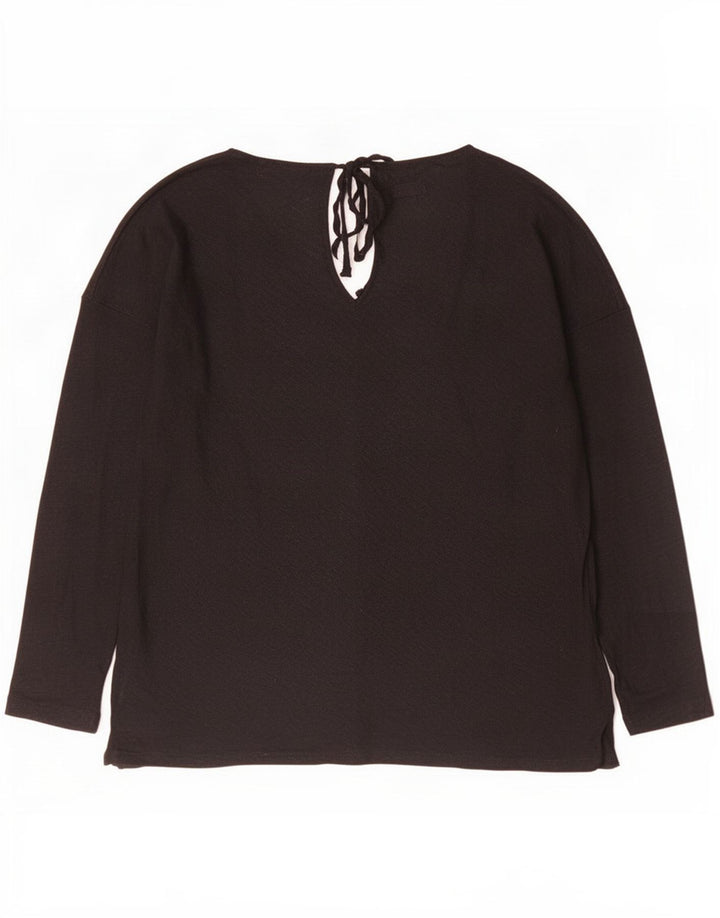 Женский топ Massimo Dutti с длинным рукавом UK 14, средний черный лен