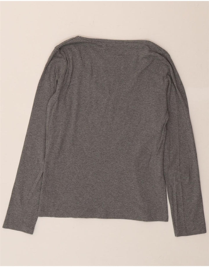 TOMMY HILFIGER Womens Top Long Sleeve UK 14 Large Grey Cotton Vintage Tommy Hilfiger and Second-Hand Tommy Hilfiger from Messina Hembry 