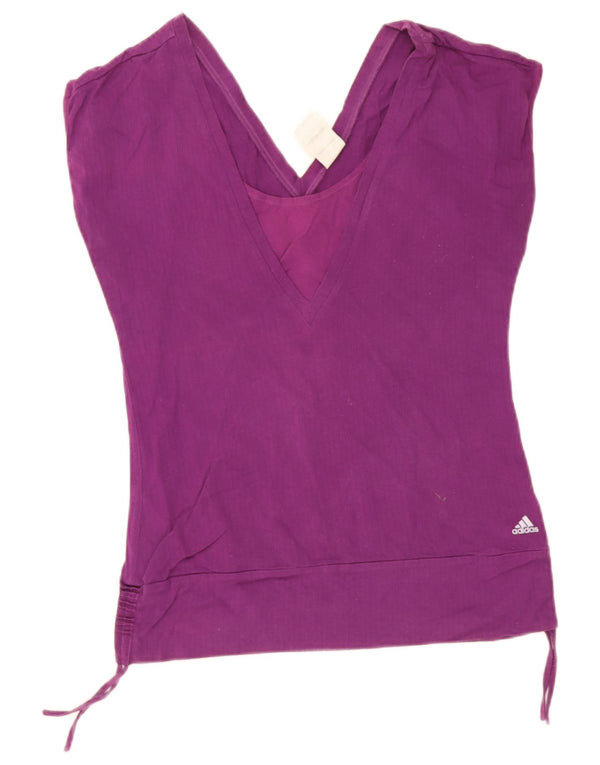 Adidas Womens Crop T-Shirt Top UK 16 Large Purple Cotton