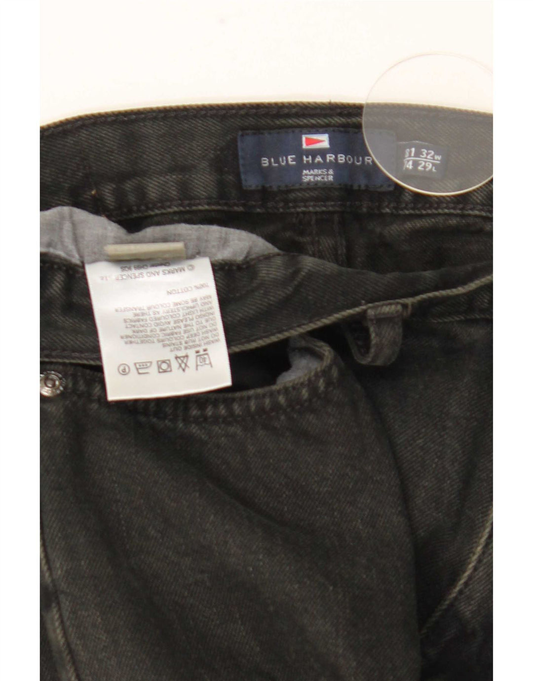Мужские прямые джинсы Marks & Spencer Blue Harbour W32 L29, черный хлопок
