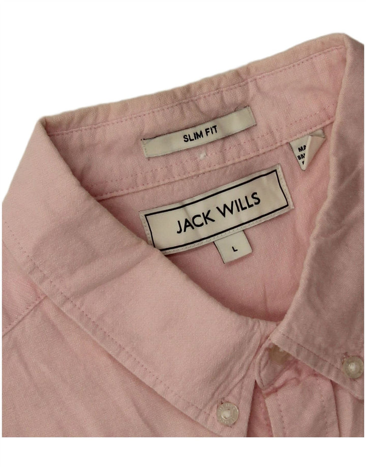 Jack Wills Mens Slim Fit Shirt Large Pink Cotton