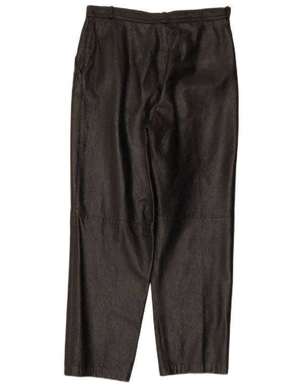 Beged-Or Womens High Waist Leather Trousers EU 44 XL W30 L30 Black