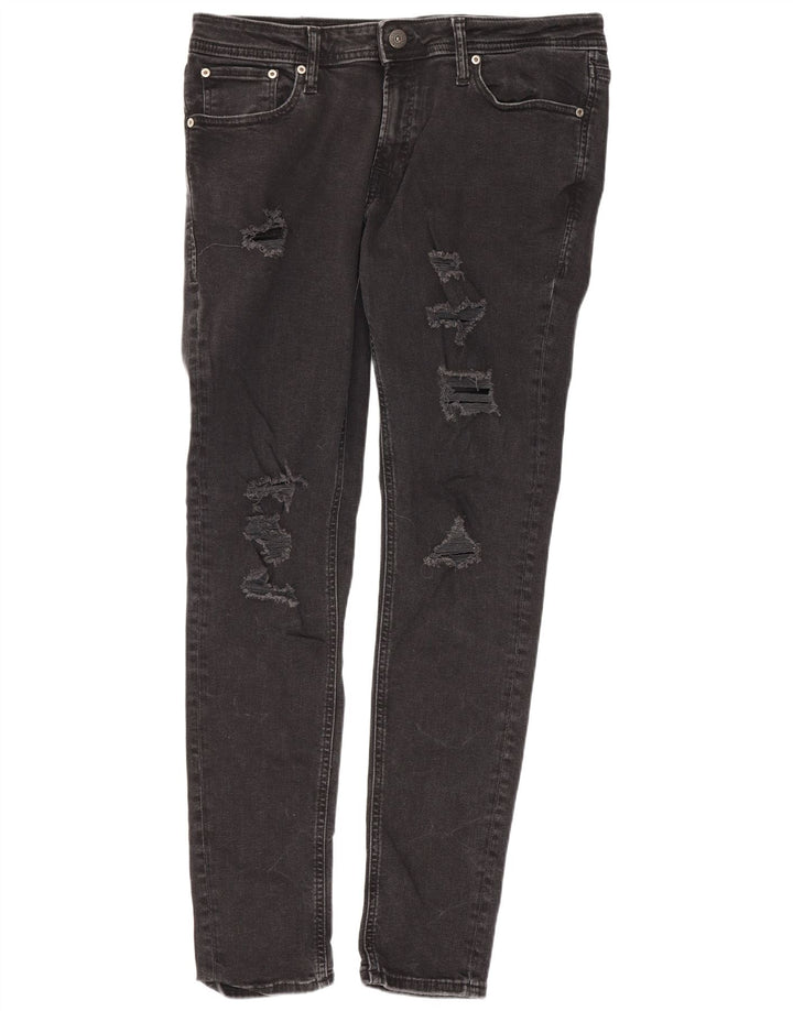 Мужские потертые узкие джинсы Jack & Jones W34 L32, черный хлопок
