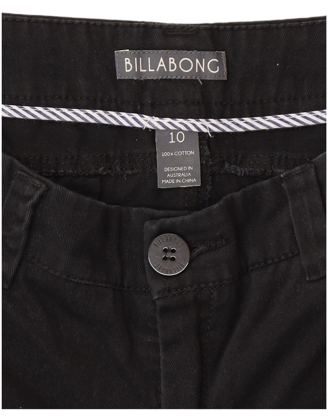 Женские шорты чинос Billabong UK 10, маленькие W30, черный хлопок