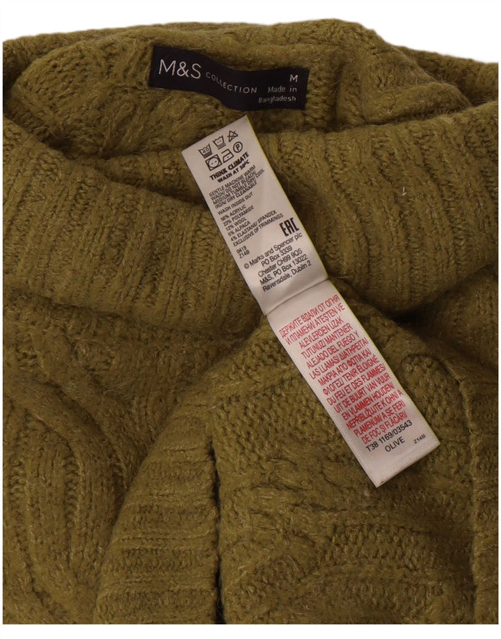 Женский джемпер с высоким воротником Marks & Spencer UK 14, средний хаки, акрил