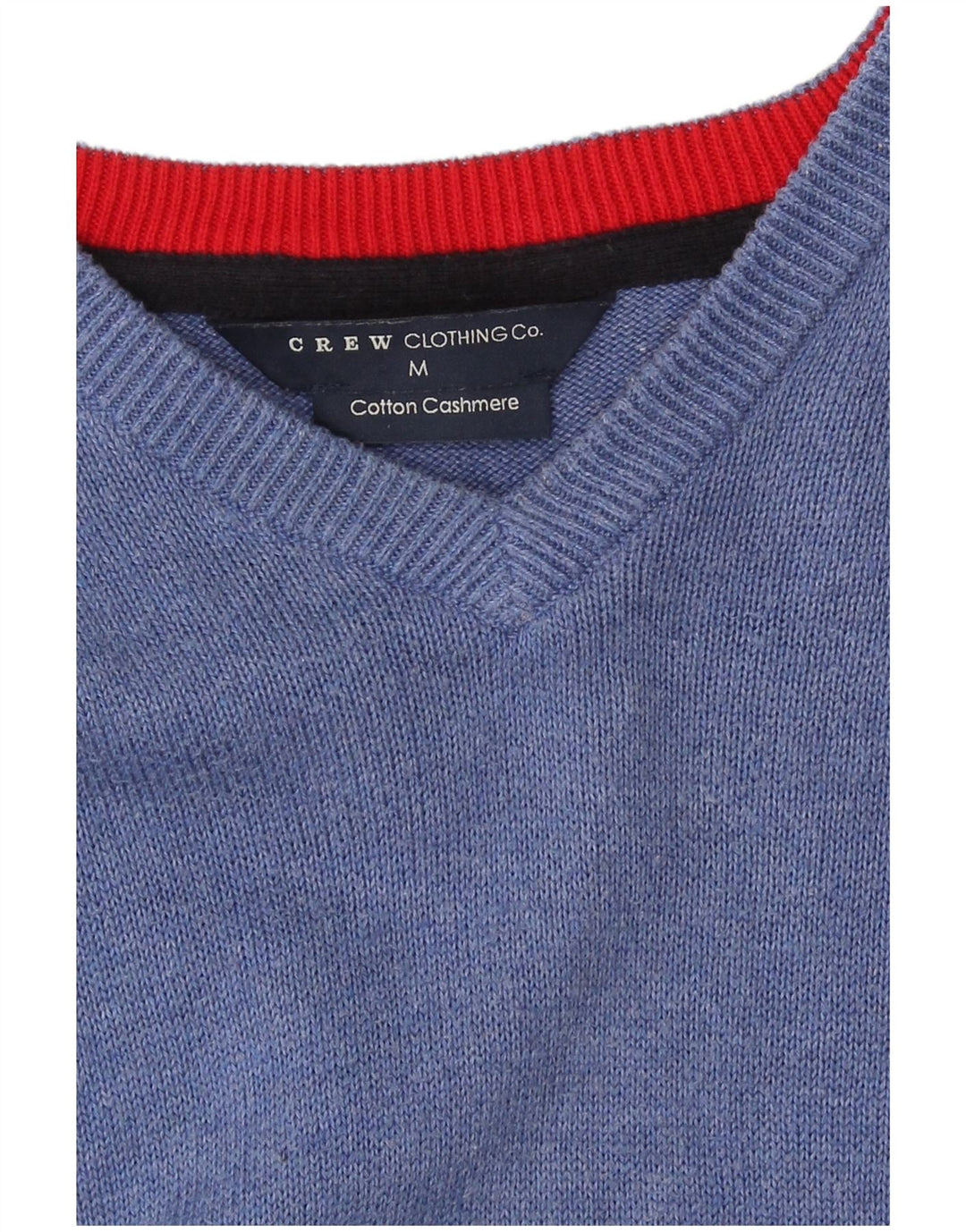 Crew Clothing Мужской джемпер с v-образным вырезом, свитер среднего синего цвета, хлопок