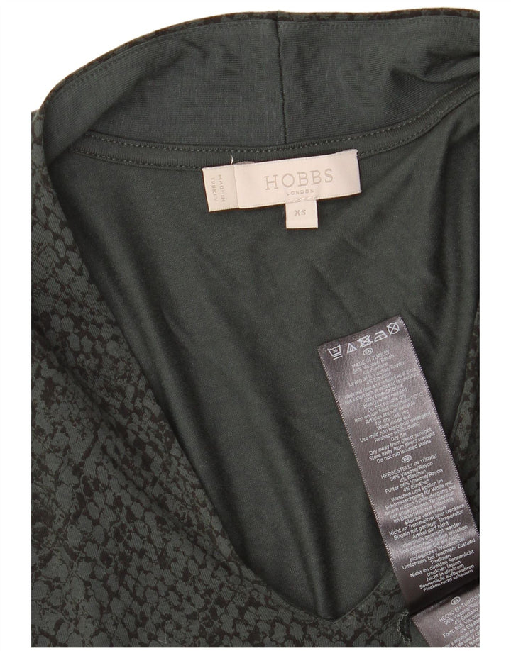 Женский топ HOBBS с рукавом 3/4, Великобритания, 6 XS, зеленый, вискоза с животным принтом