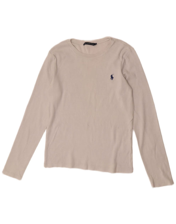Женский топ с длинным рукавом Ralph Lauren UK 14, большой белый хлопок