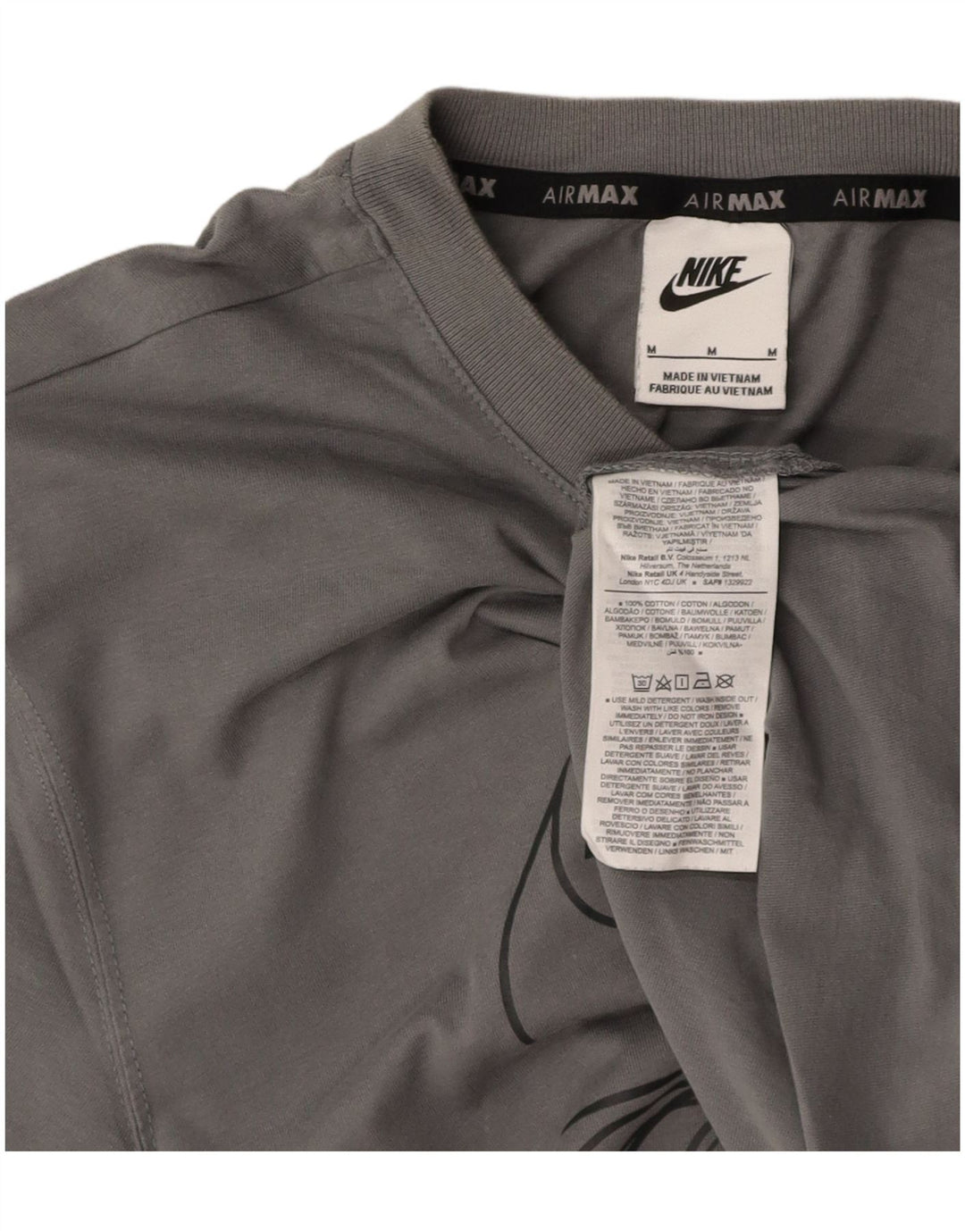 NIKE Mens Graphic T-Shirt Top Medium Grey Cotton